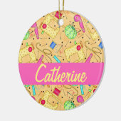 Ornement En Céramique Notions de couture jaune Nom de l'art Personnalisé (Gauche)