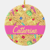 Ornement En Céramique Notions de couture jaune Nom de l'art Personnalisé (Dos)