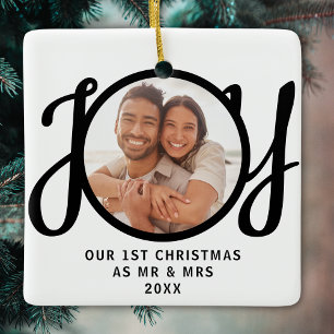 Ornement En Céramique Notre 1er Noël en tant que M. et Mme Photo Souveni