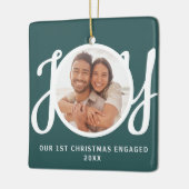 Ornement En Céramique Notre 1ère photo de Noël fiancés Cadeau vert (Gauche)