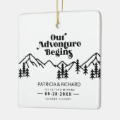 Ornement En Céramique Notre Aventure Commence Un Mariage Extérieur Écono (Gauche)