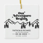 Ornement En Céramique Notre Aventure Commence Un Mariage Extérieur Écono (Devant)