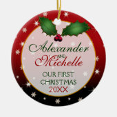 Ornement En Céramique Notre premier Mariage de Noël (Devant)