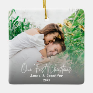 Ornement En Céramique Notre premier Noël Couple Personnalisé Noms & 2