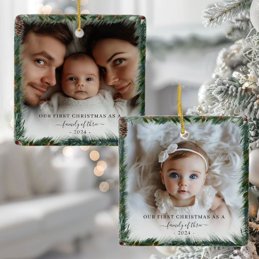 Ornement En Céramique Notre Premier Noël En Famille 2 Photo