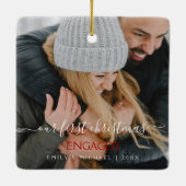 Ornement En Céramique Notre premier Noël Engagé Main Lettré Photo (Dos)