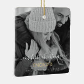 Ornement En Céramique Notre premier Noël Engagé Main Lettré Photo (Droite)