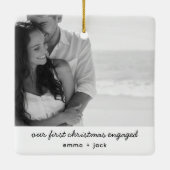 Ornement En Céramique Notre premier Noël Engagé Photo Moderne Minimal (Dos)