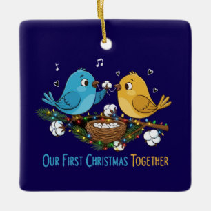 Ornement En Céramique Notre Premier Noël Ensemble Adorables Amoureux