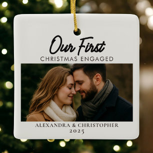 Ornement En Céramique Notre Premier Noël Fiancés Personnalisé