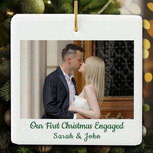 Ornement En Céramique Notre Premier Noël Fiancés Photo de Fiançailles