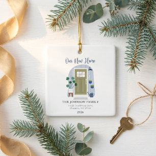 Ornement En Céramique Notre premier Noël Nouvelle Maison Aquarelle Porte