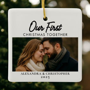 Ornement En Céramique Notre première photo de Noël ensemble