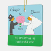 Ornement En Céramique Nounours mariés (Gauche)