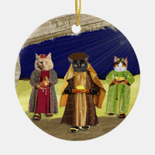 Ornement En Céramique nous chemise de Noël de 3 chats