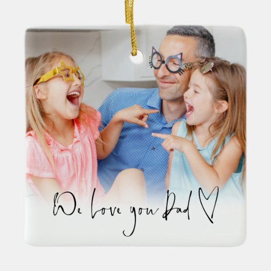 Ornement En Céramique Nous Vous Aimons Papa Script Nom Informel Photo Ov (Devant)