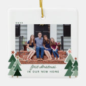 Ornement En Céramique Nouveau Accueil Premier Noël Arbres rustiques Phot (Devant)