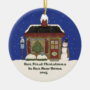 Ornement En Céramique Nouveau cabine à la maison de bonhomme de neige d