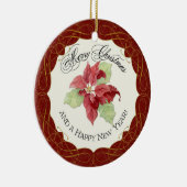 Ornement En Céramique Nouvel An Noël Ensemble Poinsettia Personnaliser (Droite)
