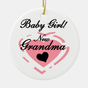 Ornement En Céramique Nouvelle mamie Bébé Fille Coeur Rose Cadeaux