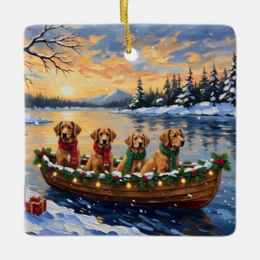 Ornement En Céramique Nova Scotia Duck Tolling Retriever Christmas Boat (Devant)