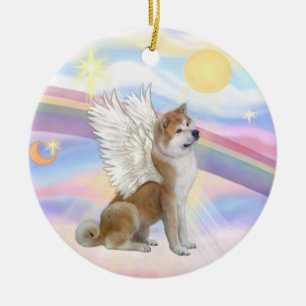 Ornement En Céramique Nuages - Ange Akita Inu