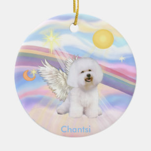 Ornement En Céramique Nuages - Ange Bichon Frise - rond, Chantsi