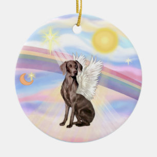 Ornement En Céramique Nuages - Ange Weimaraner