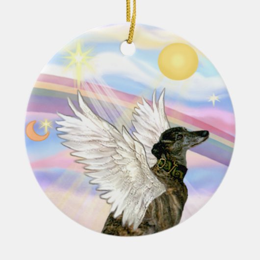 Ornement En Céramique Nuages - Brindle Greyhound (Devant)