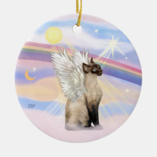 Ornement En Céramique Nuages - Siamese Cat Angel