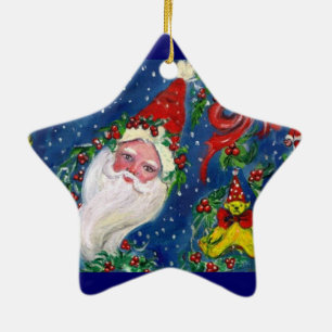 Ornement En Céramique NUIT DE NOËL DE MUSIQUE SANTA CLAUS PORTRAIT Star