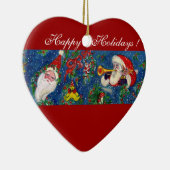 Ornement En Céramique NUIT DE NOËL MUSICALE, PÈRE NOËL BUGLER Red Heart (Droite)