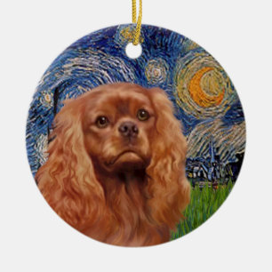 Ornement En Céramique Nuit étoilée - Ruby Cavalier King Charles