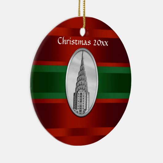 Ornement En Céramique NYC Skyline : Chrysler Building Xmas #3 (Droite)