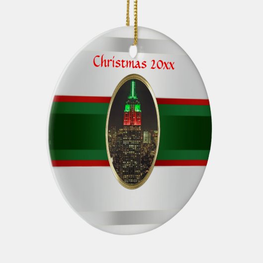 Ornement En Céramique NYC Skyline : Empire State Building Nuit Noël #6W (Droite)