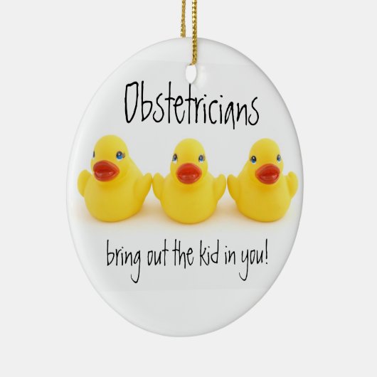 Ornement En Céramique Obstétriciens et canards en caoutchouc jaunes (Droite)