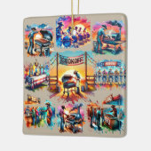 Ornement En Céramique Occidental Cowboy BBQ Scènes de Cookoff 1 (Gauche)