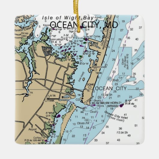 Ornement En Céramique Ocean City MD Nautical Chart (Devant)