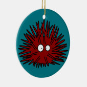 Ornement En Céramique Océan rouge Uni épineux de hérisson d'oursin (Droite)