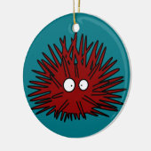 Ornement En Céramique Océan rouge Uni épineux de hérisson d'oursin (Gauche)