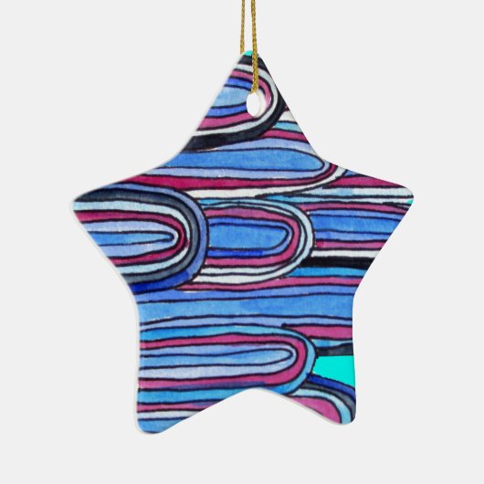 Ornement En Céramique Ocean Waves aqua blue pattern (Droite)