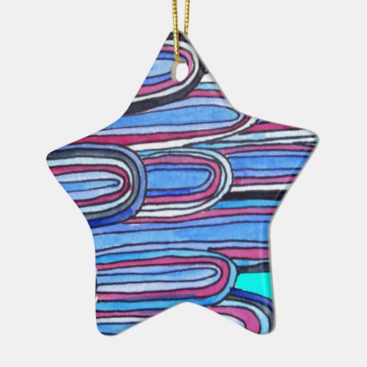 Ornement En Céramique Ocean Waves aqua blue pattern (Gauche)