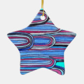 Ornement En Céramique Ocean Waves aqua blue pattern (Dos)