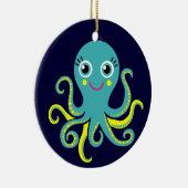 Ornement En Céramique Octopus bleu et jaune (Droite)