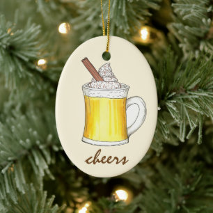 Ornement En Céramique OEufs de Fêtes Nog Eggnog Boisson de Noël