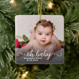 Ornement En Céramique Oh Baby First Christmas Photo double face