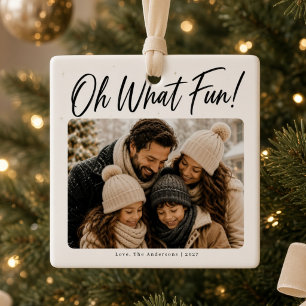 Ornement En Céramique Oh Quelle Joie Photo de Famille Personnalisé Noël