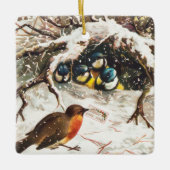 Ornement En Céramique Oiseaux dans la neige (Devant)