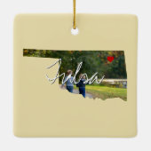 Ornement En Céramique Oklahoma State Photo insert and town name (Dos)