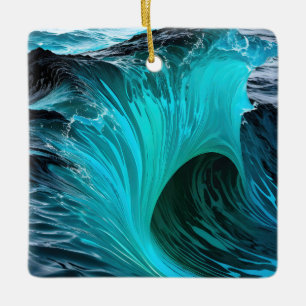 Ornement En Céramique "Ola Tiburón" Vague de requin bleu